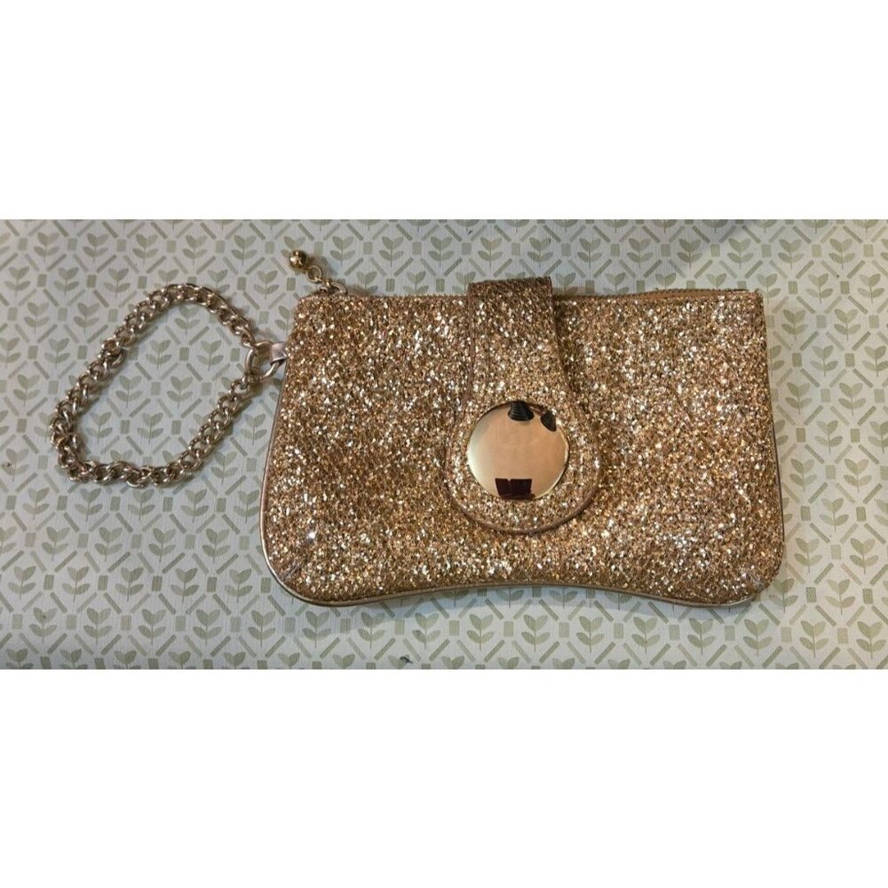 Bakers Clutch Wristlet/Purse. Gold Glitter Finish